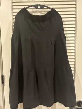 BA6 NWT XL Black Shimmer Knit Modest Flare Skirt A-Line